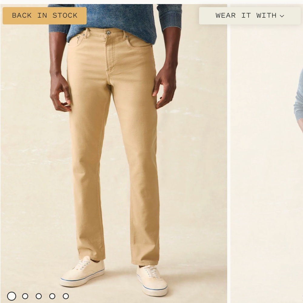 Men’s Faherty Stretch Terry 5 Pocket Pant NWT